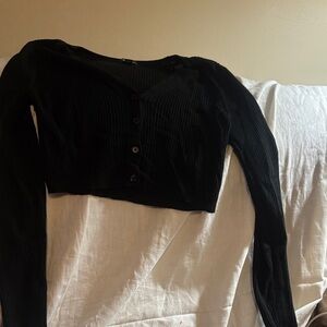 Wild Fable Black V-Neck Ribbed Sweater